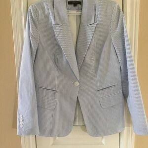 New Seersucker Striped Blazer